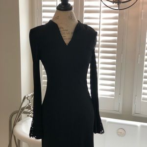 Kay Unger Black Dress with Lace Detail Trim